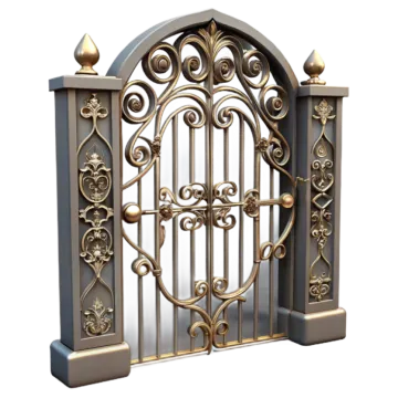 a metal gate with an ornate design on it