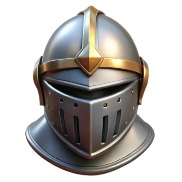 an image of a helmet with gold accents