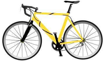 a yellow bicycle on a white background