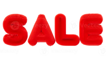a red sale sign on a white background