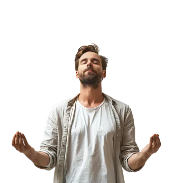 a man in a white shirt is doing yoga