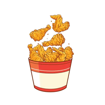 a bucket full of fried chicken