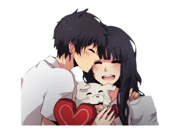a girl hugging her boyfriend in front of the camera