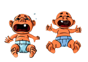 two babies in diapers