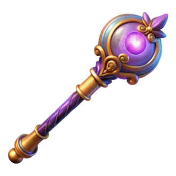 an image of a wand with a purple ball on it