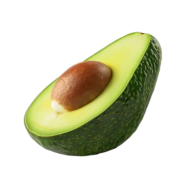 an avocal cut in half on a white background