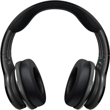 a pair of headphones on a white background