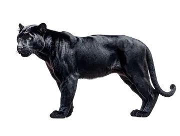 a black panther standing on a white background