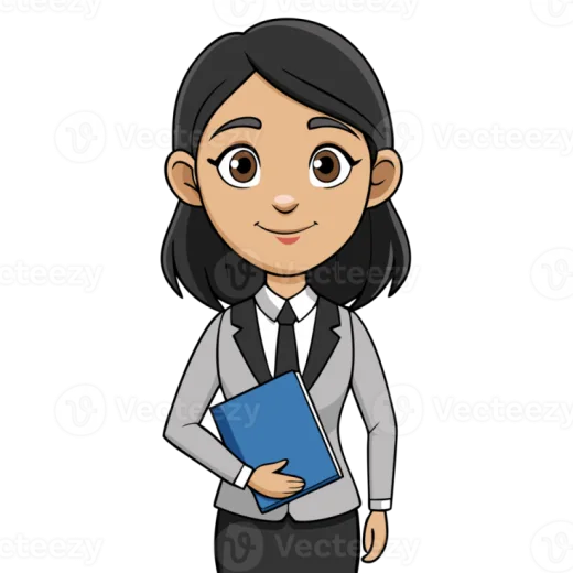 a woman in a business suit holding a folder