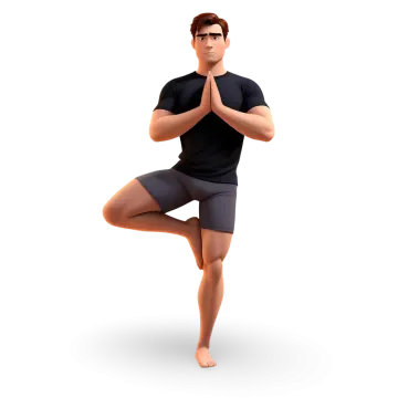 a man in a black shirt is doing yoga