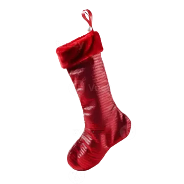 a red christmas stocking hanging on a white background