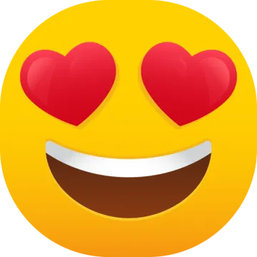 a smiley face with hearts in the eyes