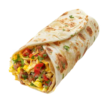 a burritoa on a white background