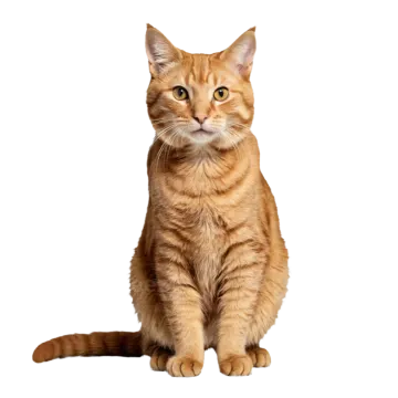 an orange cat sitting on a white background