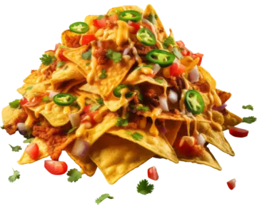 a pile of nachos with toppings on top