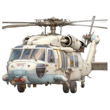 a military helicopter on a white background
