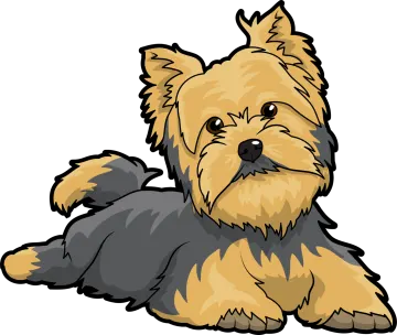 a cartoon yorkshire terrier dog laying down