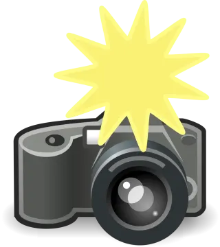 a camera with a yellow star above it