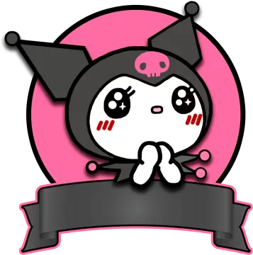 a black and white cartoon character with a pink background