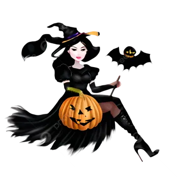a witch sitting on top of a pumpkin