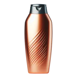 a copper colored bottle with black lid