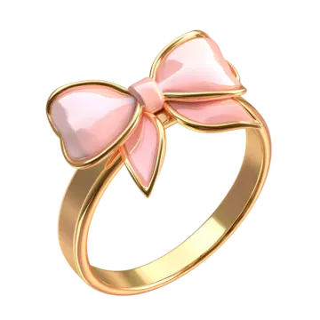 a gold and pink bow ring