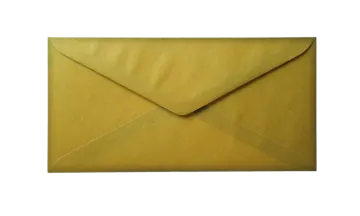 a yellow envelope on a white background