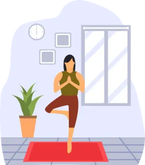 a woman doing yoga in front of a window