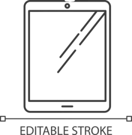 a tablet with an arrow pointing towards the screen