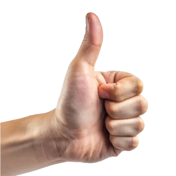 a person's hand giving the thumbs sign