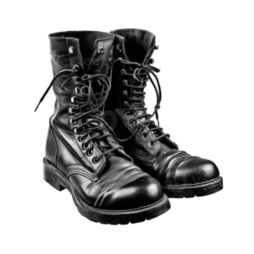 a pair of combat boots on a white background