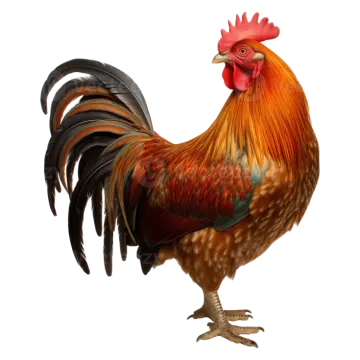 a rooster is standing on the ground