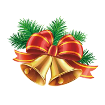 a christmas bell with red and gold bows