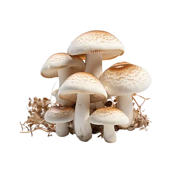 a pile of mushrooms on a white background
