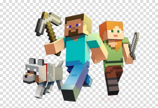 a group of minecraft characters walking together, hd transparent background png
