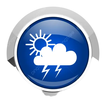 a blue button with a weather icon on it