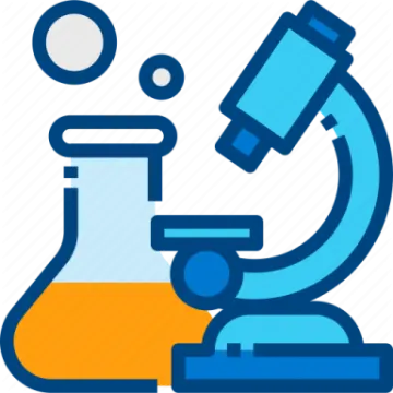a microscope and a beakle icon
