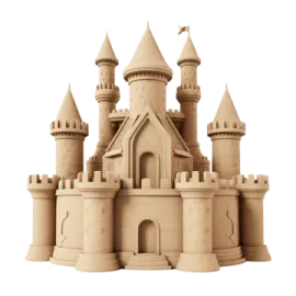 a sand castle on a white background