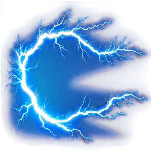 a blue lightning bolt on a white background
