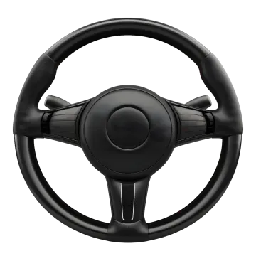 a steering wheel on a white background