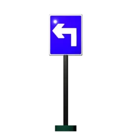 a blue sign with an arrow pointing to the right