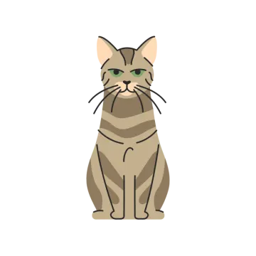 a brown cat with green eyes sitting down