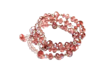a bracelet with pink crystals and pearls