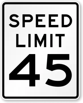a speed limit sign with the number 45 on it
