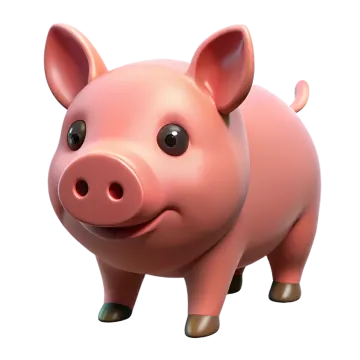 a pink pig standing on top of a white surface