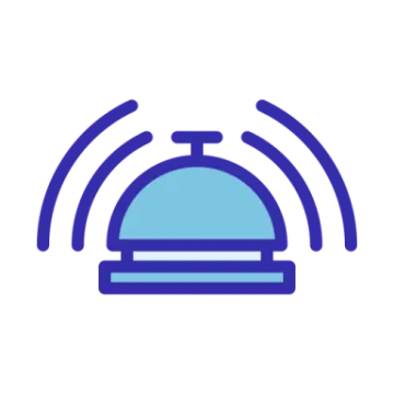 a blue and white icon of a dome