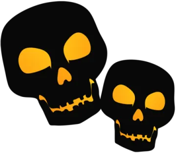 a pair of skulls with glowing eyes
