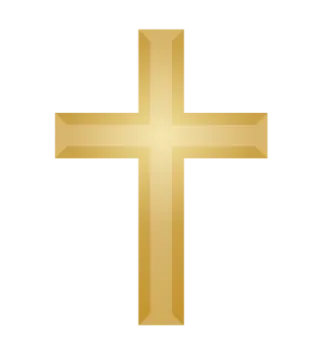 a gold cross on a white background