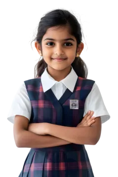 a young girl wearing a school uniform