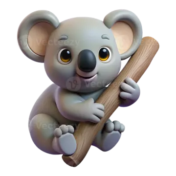 a cartoon koloa holding a wooden stick